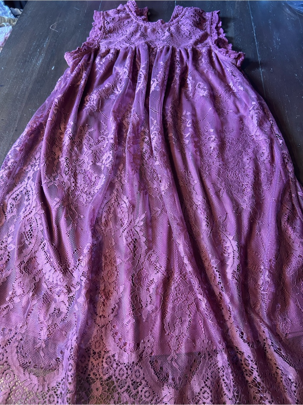 Girls Purple Lace Sleeveless Dress
